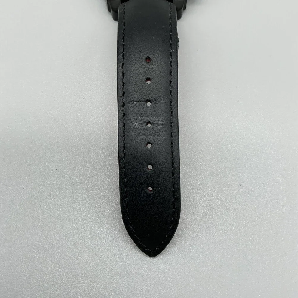 Shield Tesei Chronograph Mens Watch 49mm Black Dial Leather Date New Battery